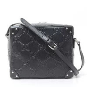Gucci GG Embossed Shoulder Bag Rectangular Black